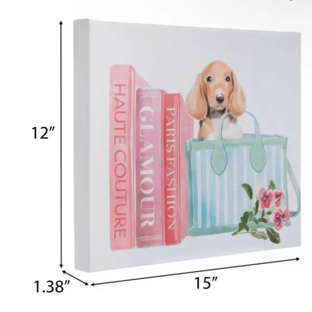 Dachshund puppy Striped Tote Canvas Art 🖼️